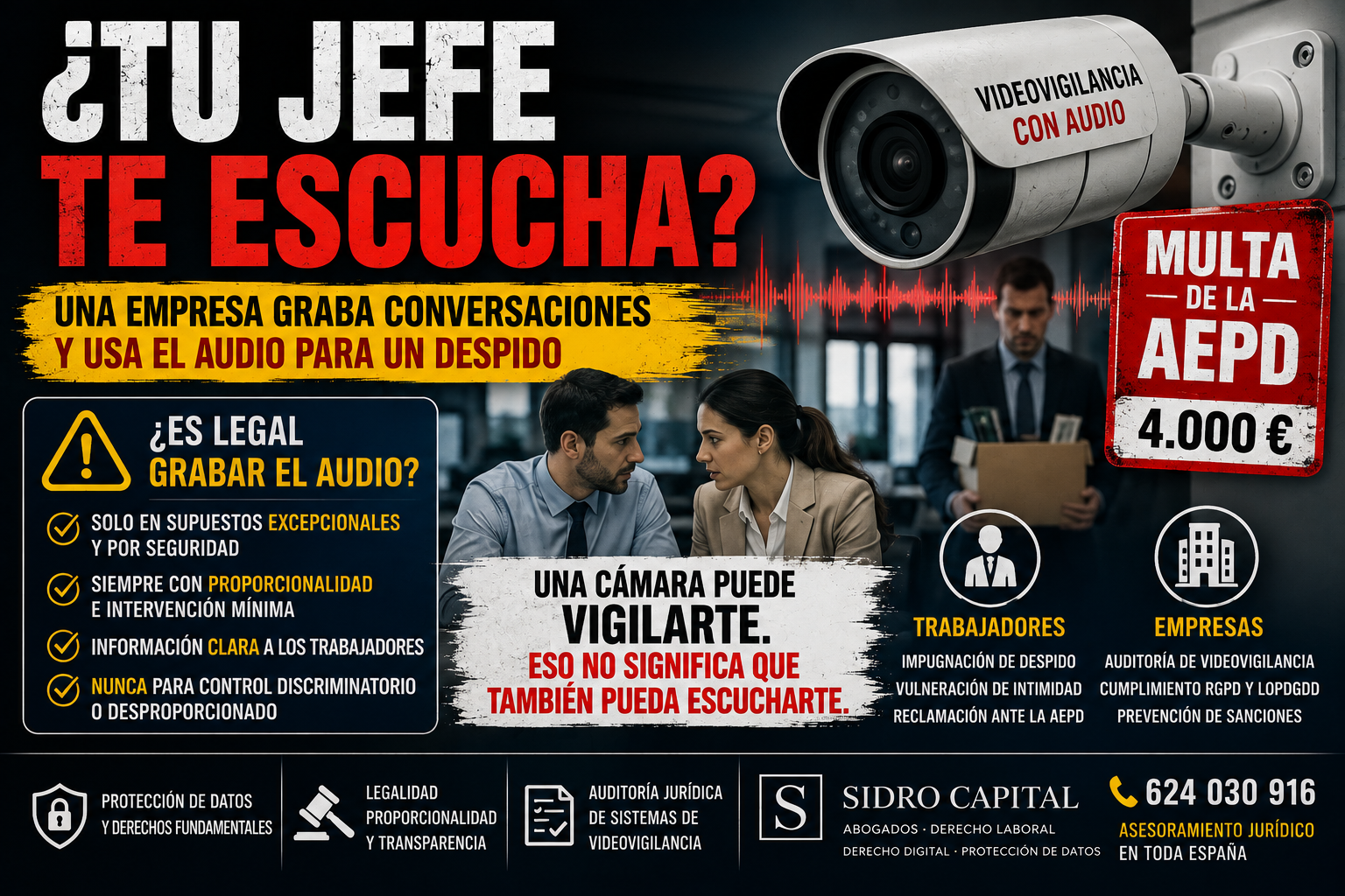 ¿Tu jefe puede grabar tus conversaciones para despedirte? La AEPD lanza una advertencia muy seria a las empresas